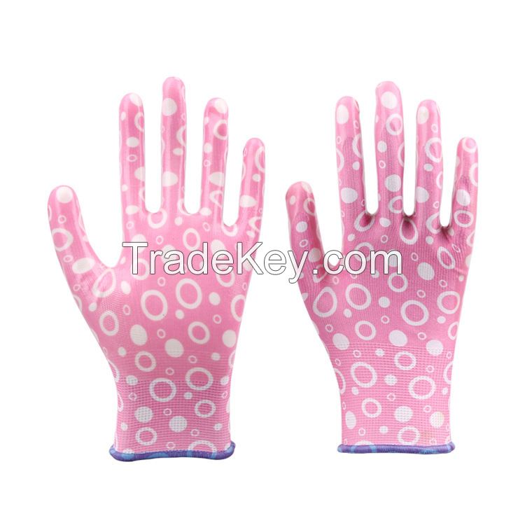 Gloves 13 Gauge Polyester Pu Palm Coated Gloves for Garden