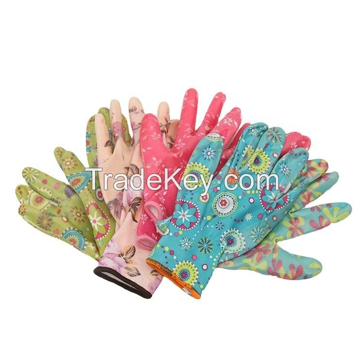 Gloves 13 Gauge Polyester Pu Palm Coated Gloves for Garden