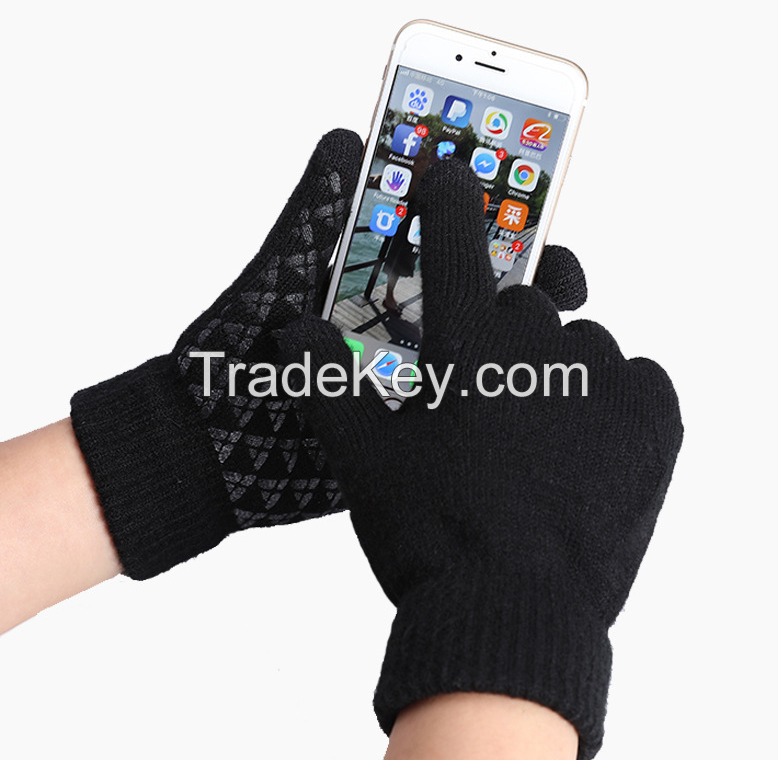 Winter Gloves Men Women Thicken Touch Screen Gloves Anti-Slip Silicone Gel Thermal Soft Knit Lining Gloves
