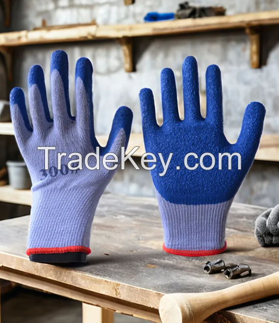 Good Quality 21 Gauge Yarn Shell With Wrinkle Latex Palm Coated Cheap Dipped Gloves