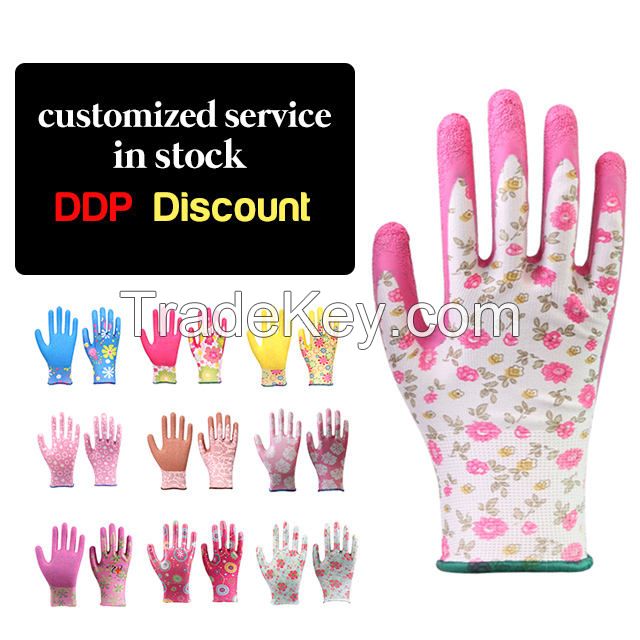 Gloves 13 Gauge Polyester Pu Palm Coated Gloves for Garden