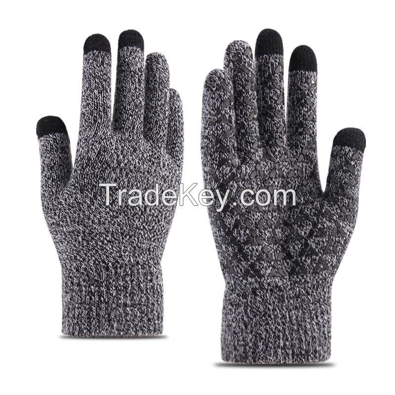 Customized LOGO Acrylic Cold Weather Knitted Gloves Running Driving Bicycle Gloves Winter Touchscreen Gloves Men and Women