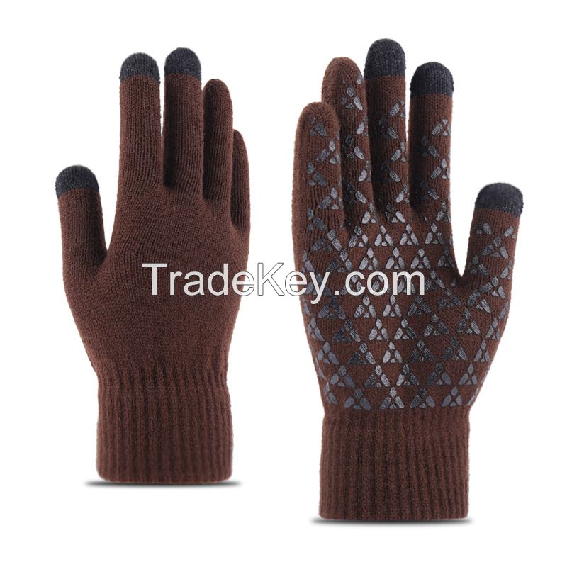 Winter Gloves for Men and Women Upgraded Touch Screen Anti-Slip Silicone Gel Elastic Cuff Thermal Soft Wool Lining Knit Material