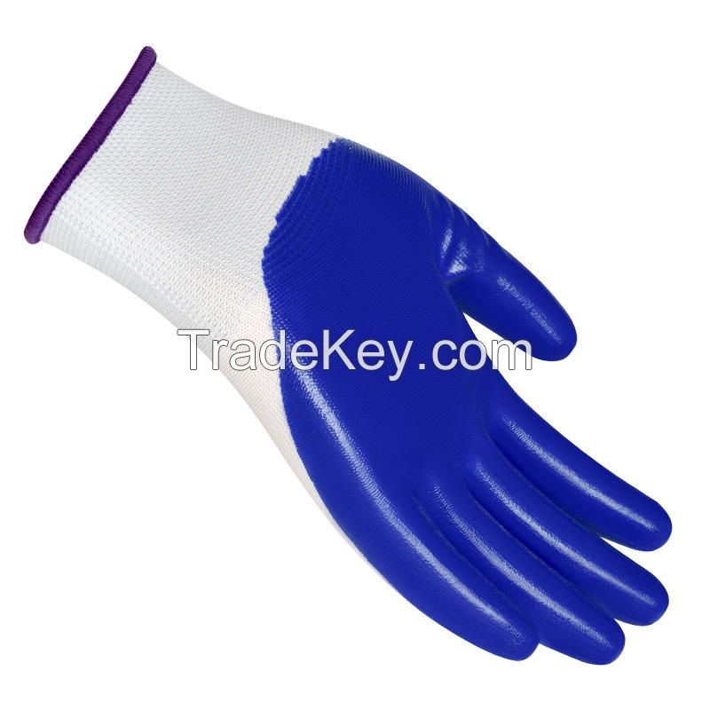  Chinese Breathable 13g Polyester Superior Grip Coloured Smooth Nitrile Men's Work Gloves
