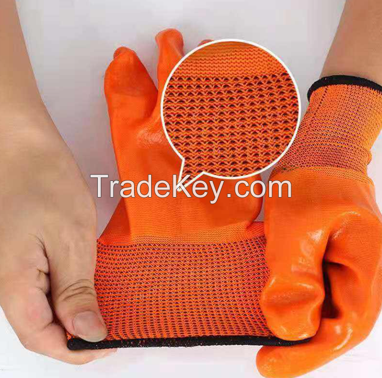 Wholesale Waterproof PVC Coating Gloves Construction Protective Gloves Labor Protection for Hand Arm Full Coating Design