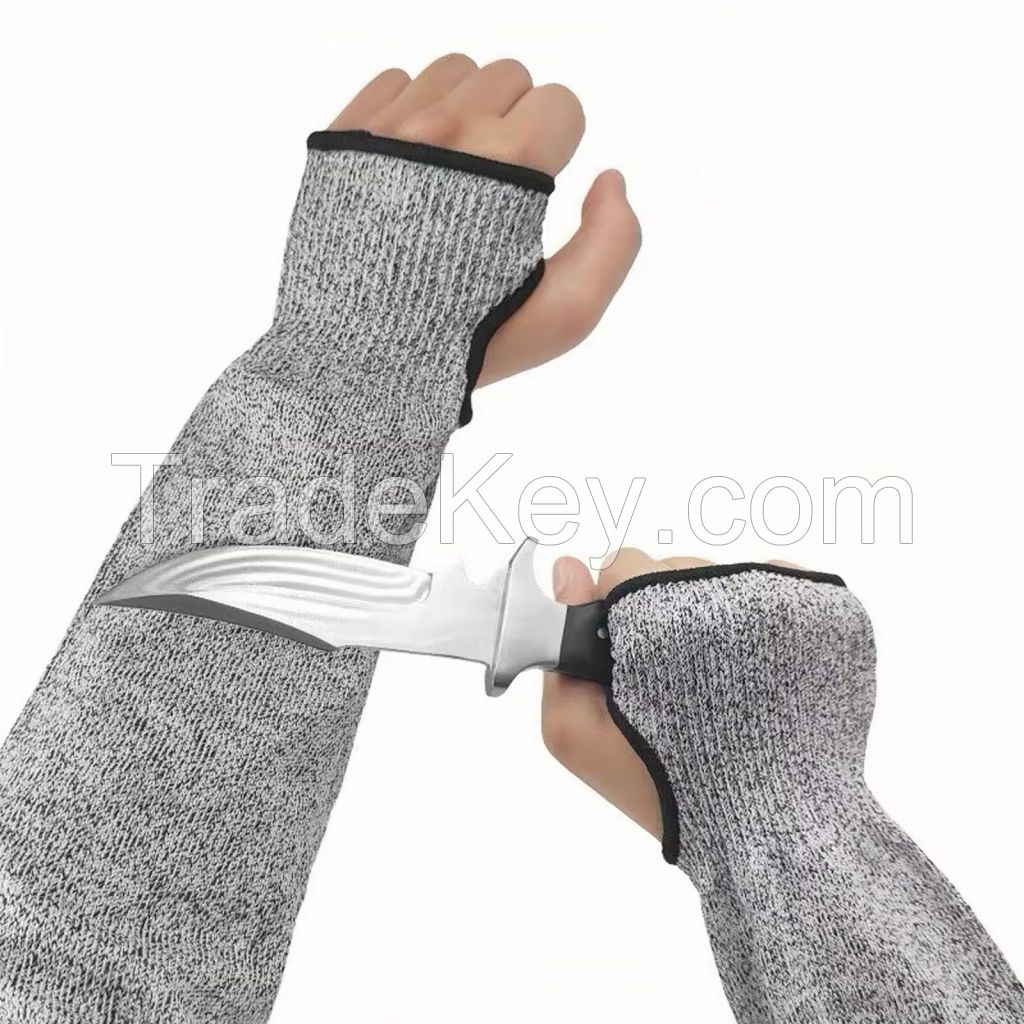 Direct Supply in Stock. Black/grey Straight Tube Anti-cut Protective Arm. Wear-resistant and Cut-resistant 5-level Arm Sleeve