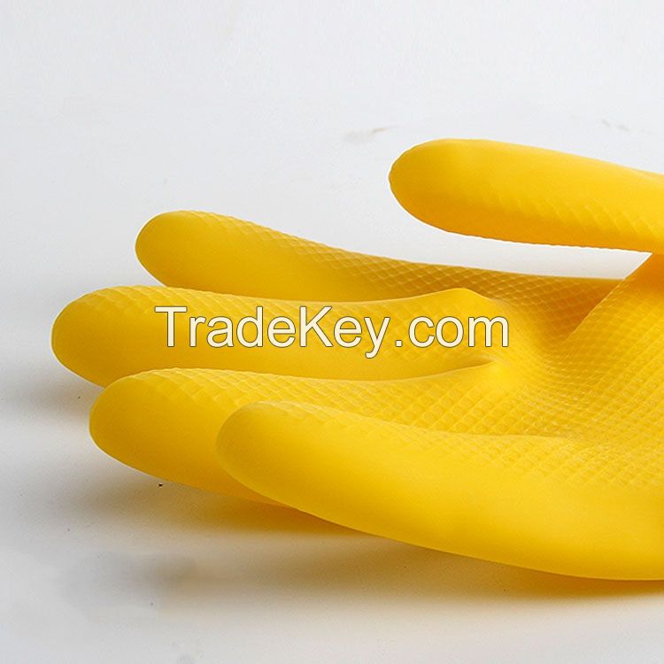 Thickened Household Waterproof Kitchen Dishwashing Cleaning Rubber Plastic Wear-resistant and Durable Cowhide Gloves Wholesale