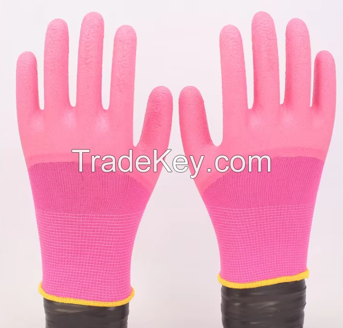 Flat-hanging Latex Foam Gloves for Women Durable Anti-slip Breathable Suitable for Work Comfortable, Labor Protection.