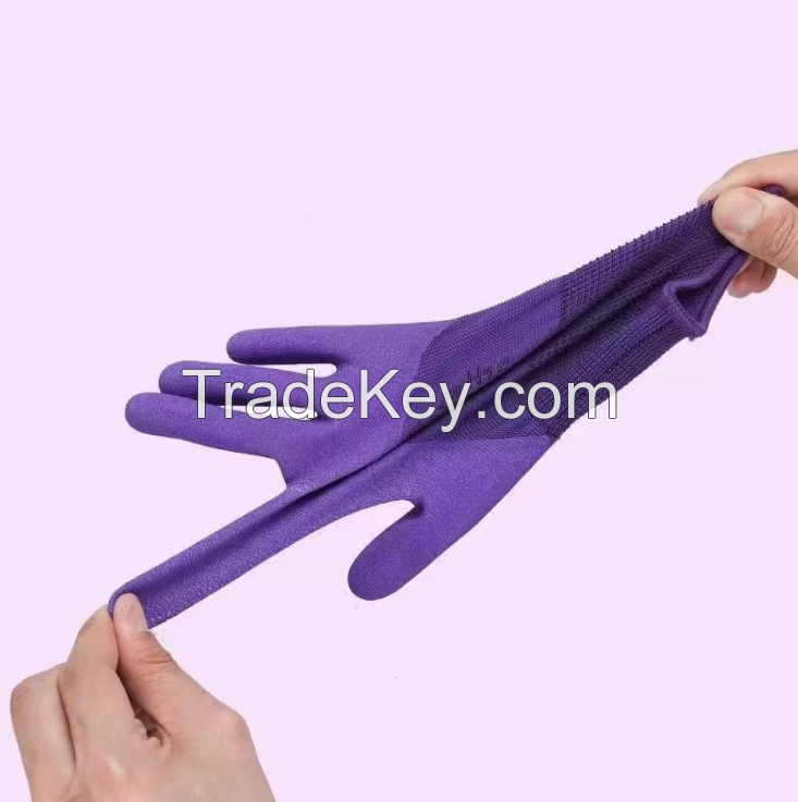 Flat-hanging Latex Foam Gloves for Women Durable Anti-slip Breathable Suitable for Work Comfortable, Labor Protection.