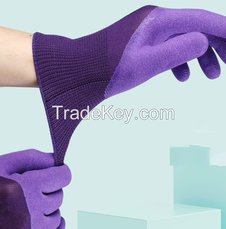 Flat-hanging Latex Foam Gloves for Women Durable Anti-slip Breathable Suitable for Work Comfortable, Labor Protection.