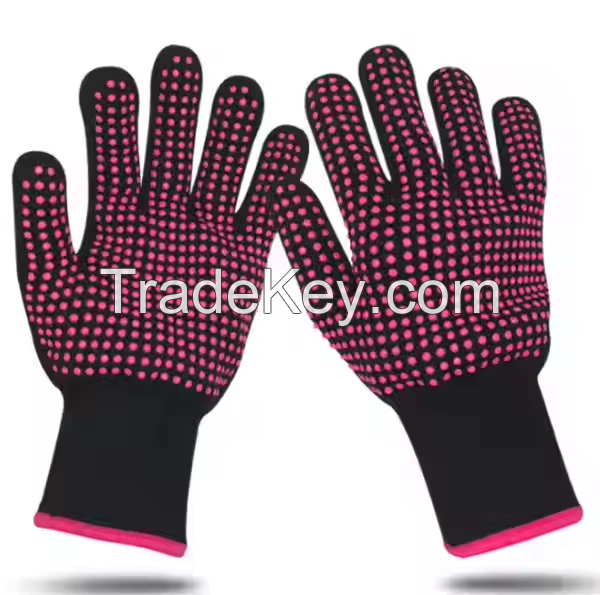 Cross-border High-temperature-resistant Hair Care Gloves PVC Bead-studded Curling Rod Heat-resistant and Heat-insulating Gloves