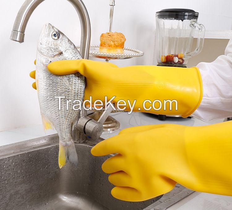 Household waterproof cleaning gloves - suitable for kitchen dishwashing - made of rubber and durable, providing protective latex coverage