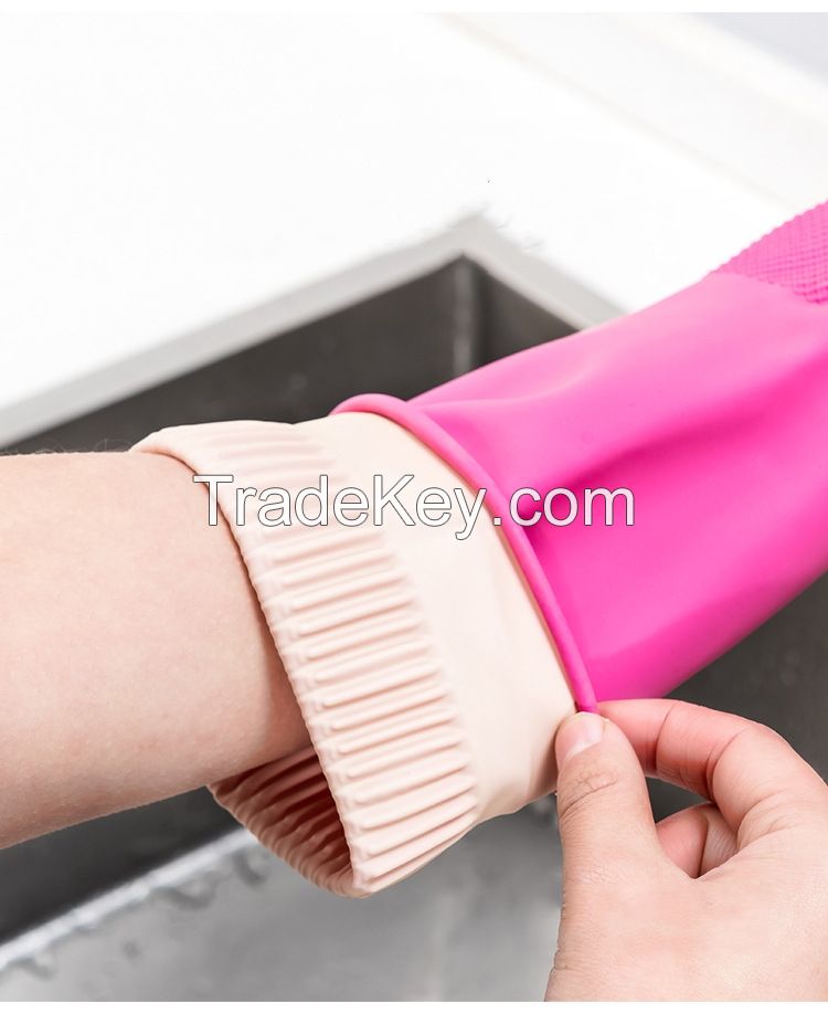 Anti-slip latex cleaning gloves Kitchen gloves can be hung and are waterproof, stain-resistant and durable