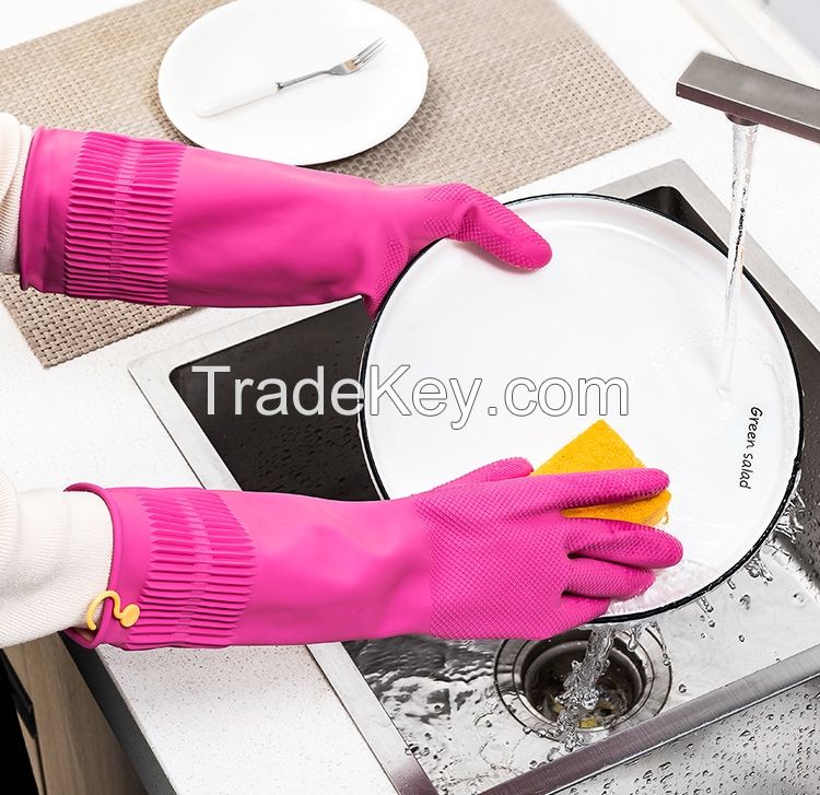 Anti-slip latex cleaning gloves Kitchen gloves can be hung and are waterproof, stain-resistant and durable