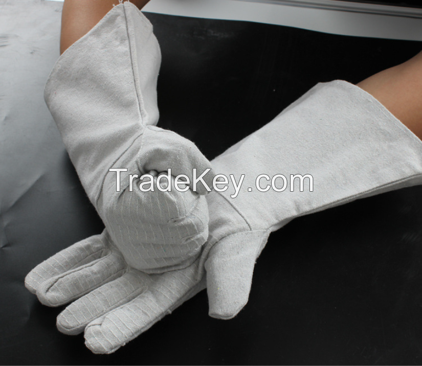 Extended durable canvas gloves Electric welding special gloves 24-row white fabric gloves with anti-slip performance