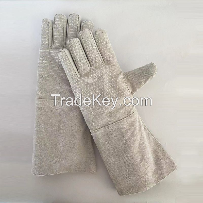 Electric welding canvas gloves with extended protective sleeves, anti-scald feature, thickened and wear-resistant design