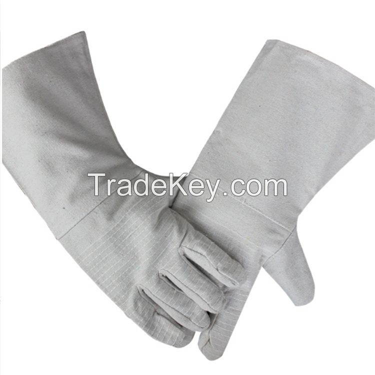 Extended durable canvas gloves Electric welding special gloves 24-row white fabric gloves with anti-slip performance