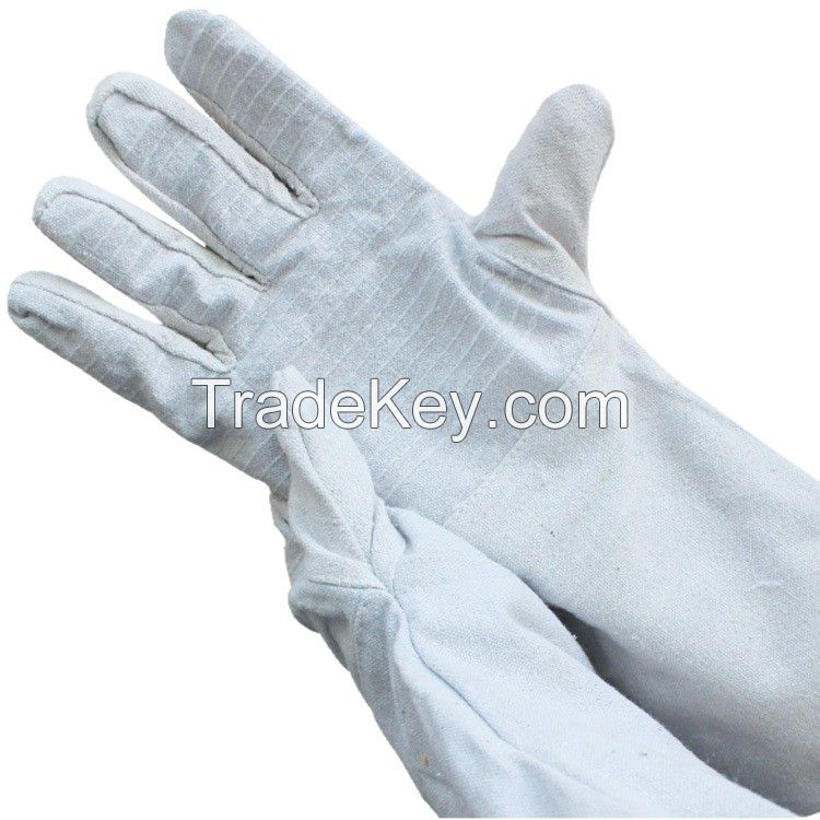 Extended durable canvas gloves Electric welding special gloves 24-row white fabric gloves with anti-slip performance