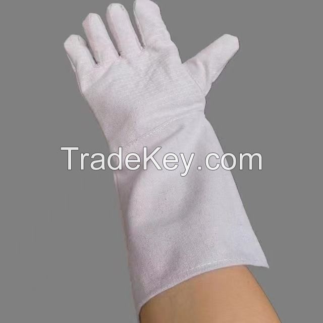 Electric welding canvas gloves with extended protective sleeves, anti-scald feature, thickened and wear-resistant design
