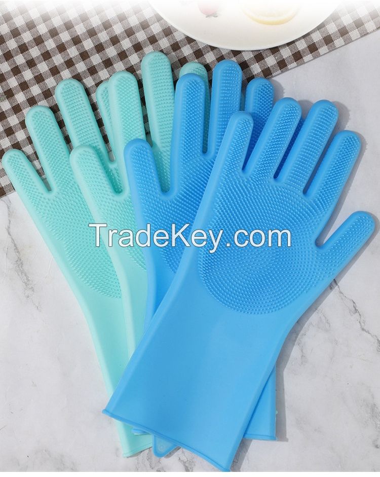 Best-selling silicone dishwashing gloves for kitchen heat insulation and protection against burns, as well as pet bathing gloves
