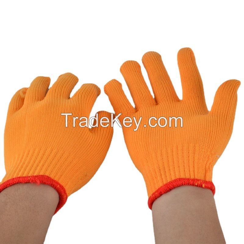 Wholesale Safety Nylon Gloves for Work Orange Wear-resistant High Elasticity Protective Gloves Daily Use in the Hardware Field