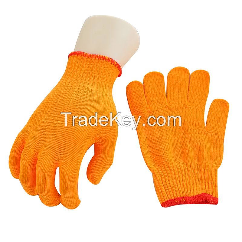 Wholesale Safety Nylon Gloves for Work Orange Wear-resistant High Elasticity Protective Gloves Daily Use in the Hardware Field