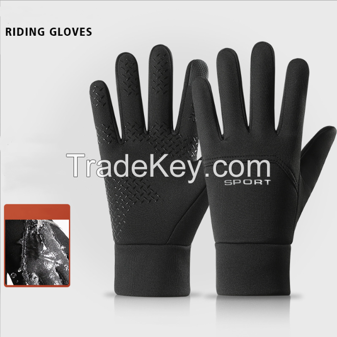 Windproof woven fleece gloves for heat retention during winter outings, gloves suitable for cycling and providing good grip