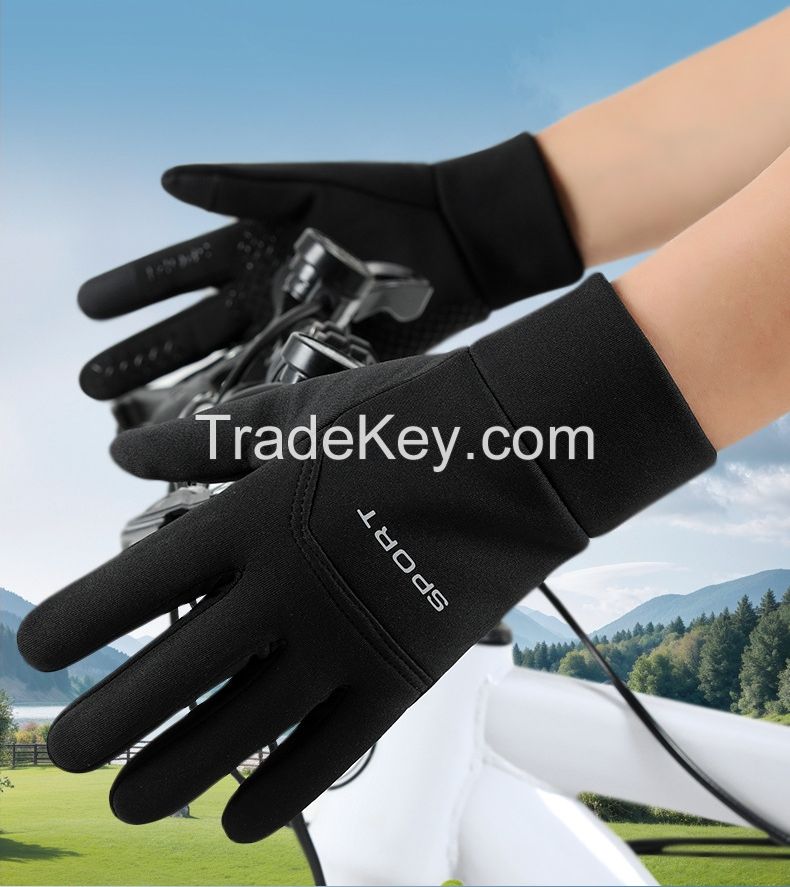 Windproof woven fleece gloves for heat retention during winter outings, gloves suitable for cycling and providing good grip