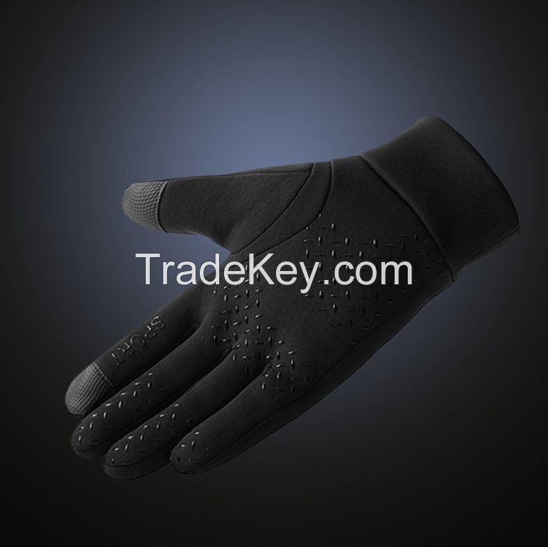 Windproof woven fleece gloves for heat retention during winter outings, gloves suitable for cycling and providing good grip