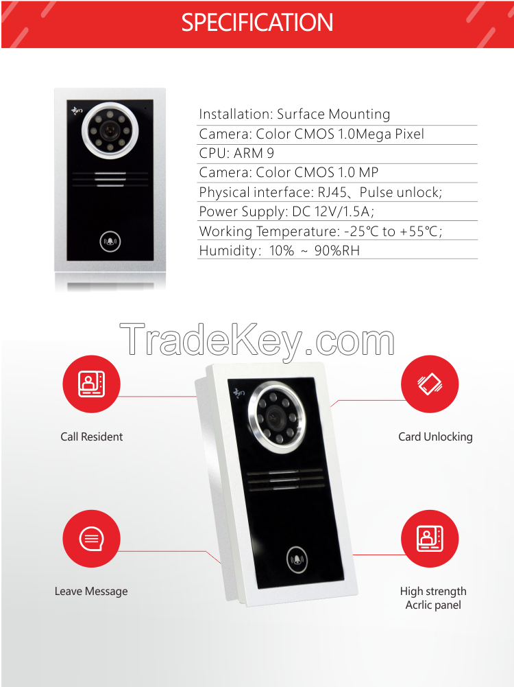 X1 Ready to Ship Outdoor Unit Tuya HD Camera Video Door Phone for Villa apartment