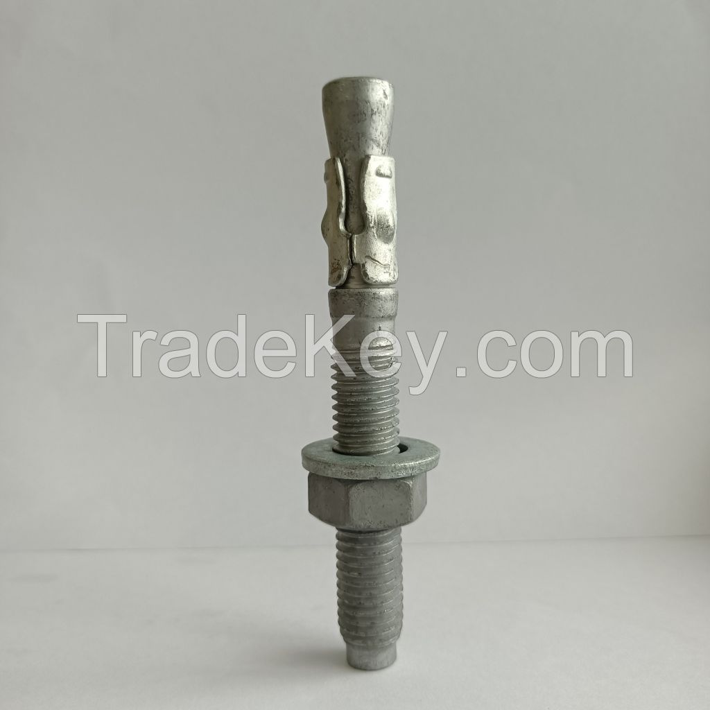 M10*100 Through Bolts Wedge Anchor Blue Zinc Plated Carbon Steel Expansion Factory Manufacturer China