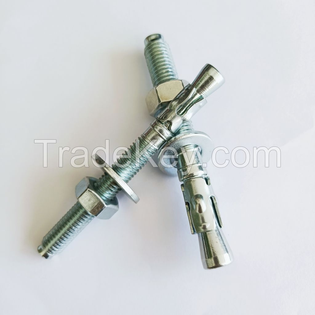 M10*100 Through Bolts Wedge Anchor Blue Zinc Plated Carbon Steel Expansion Factory Manufacturer China