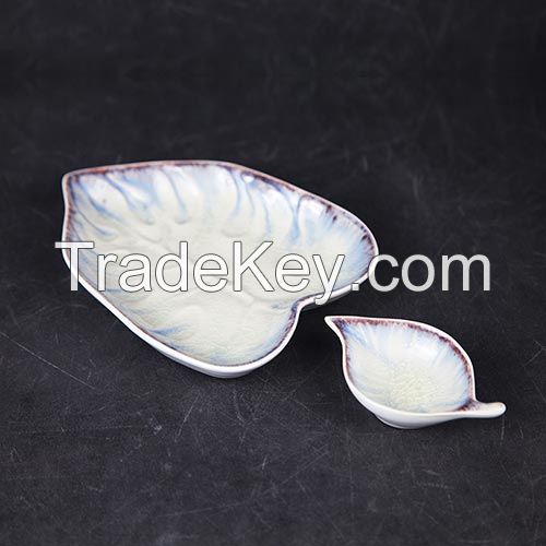 OEM Leaf-shaped Ceramic Plates Luxury Tableware Dishes