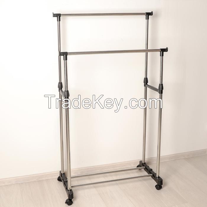 double poles durable hanging clothing metal dryer shelf clothes drying rack for small spaces