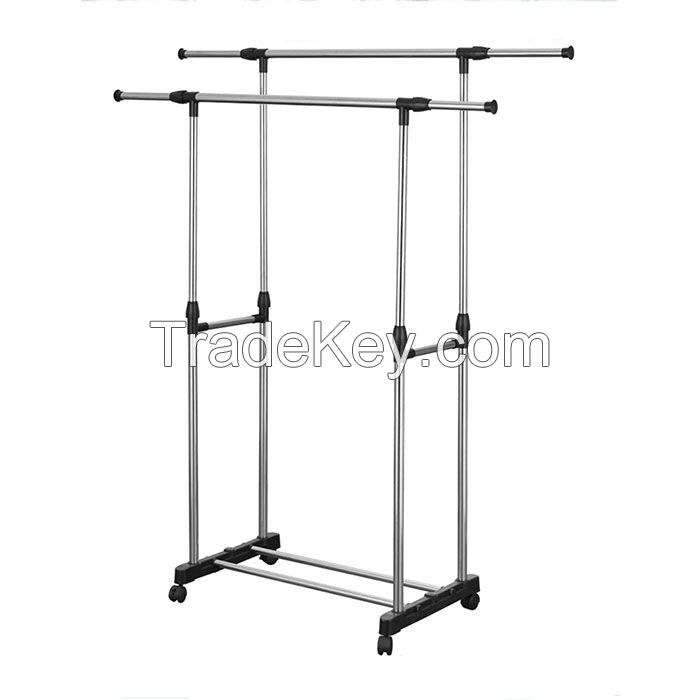 double poles durable hanging clothing metal dryer shelf clothes drying rack for small spaces