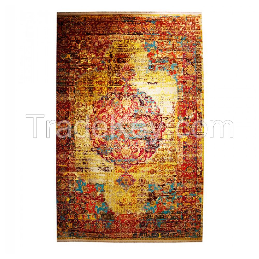 Machine-woven 4'X7' Artificial Silk Vintage Area Rug RR-210