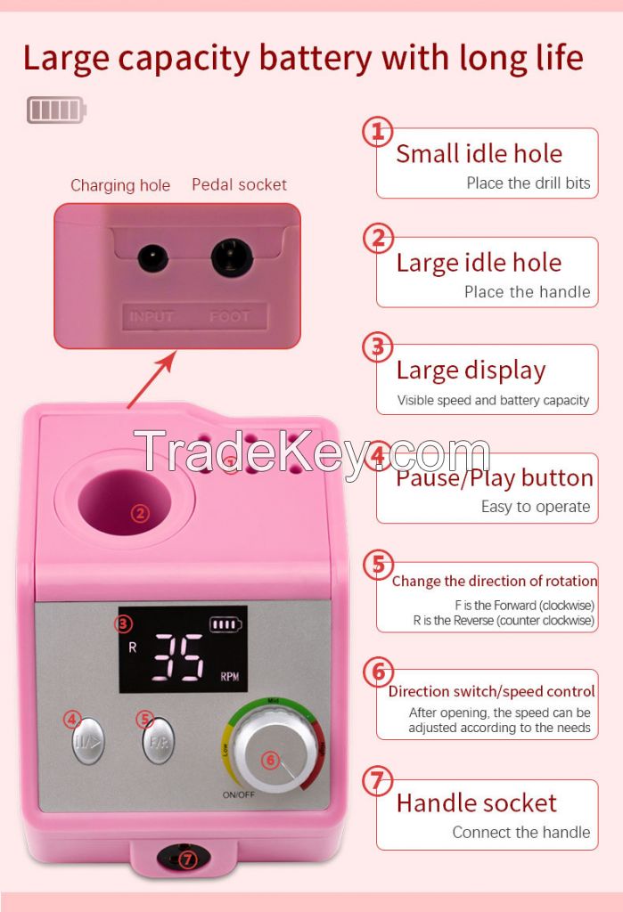 Portable Stand Electric Nail Drill Machine Set Gradient Color Cordless Drilling Manicure Pedicure Nail Polisher