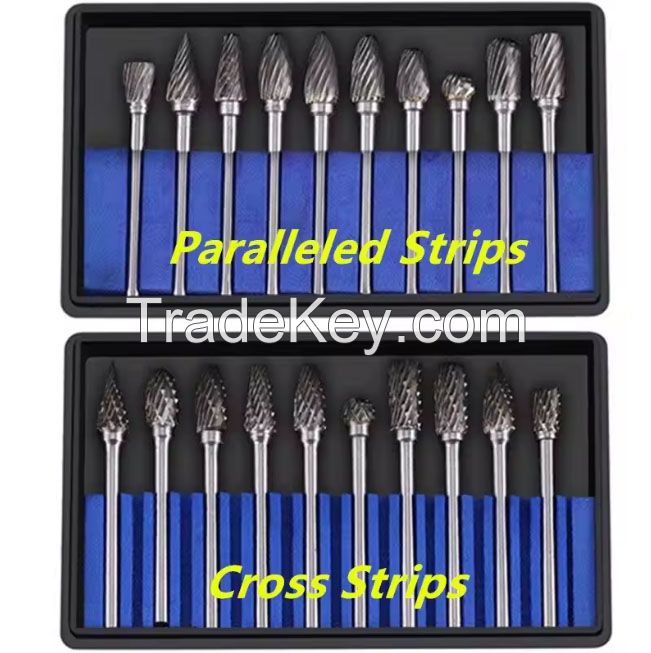 10pcs Carbide Burr Set, Hard Alloy Tungsten Steel Double Cut Rotary File Milling Cutter Head, Woodworking Grinding Carvin