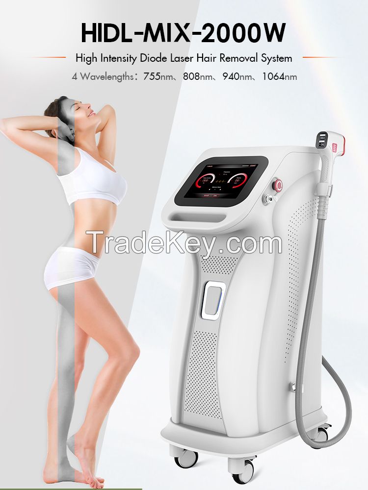 4 Wavelengths Diode Laser Hair Removal Machine With 755nm 808nm 940nm and 1064nm