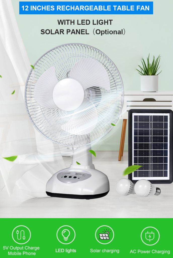 Table Fans Rechargeable Power Solar Panel Energy Solar Electric Fan Lanterns Camping Led Light Solar Fan