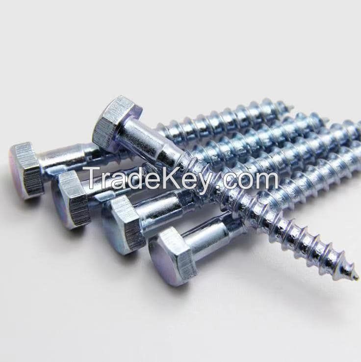 Hexagon Wood Screws Steel with Zinc Plated BZP YP M6-M12