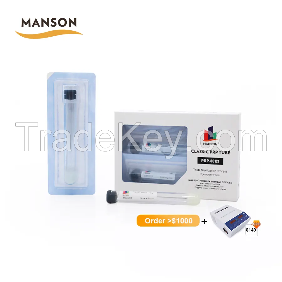 MANSON Platelet Rich Plasma PRP Tube 10ml with Anticoagulant and Gel