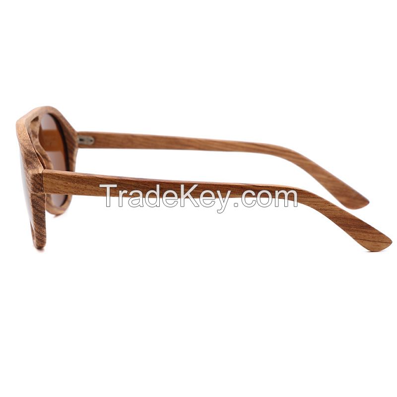 Natural Zebra Wooden Frame Sunglasses Polarized Custom Logo Sunglasses