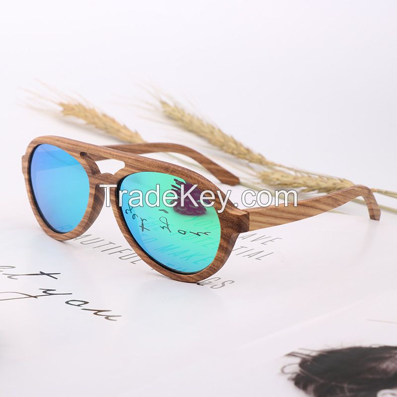 Natural Zebra Wooden Frame Sunglasses Polarized Custom Logo Sunglasses