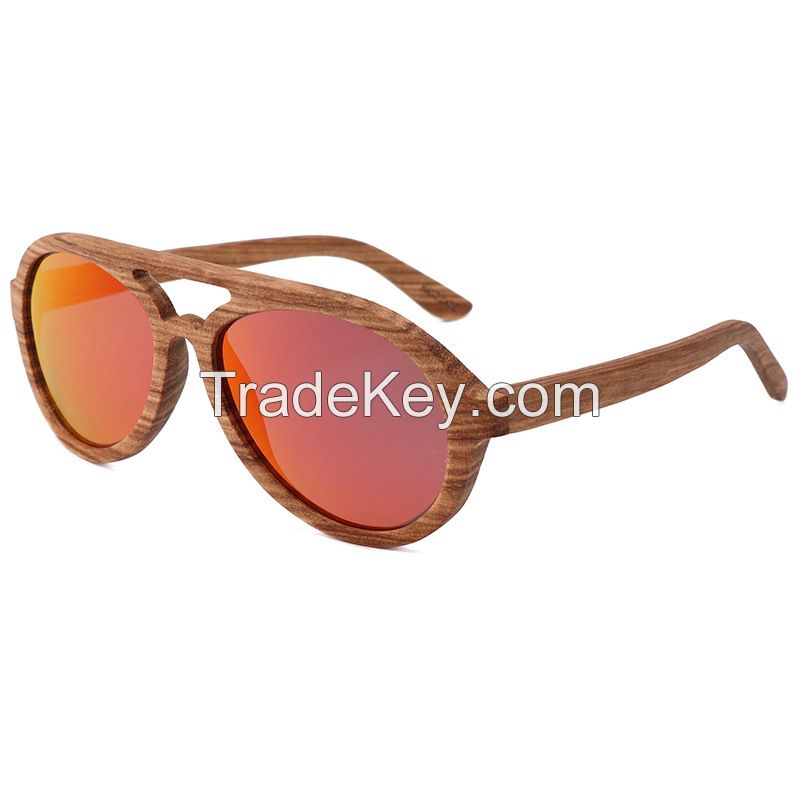 Natural Zebra Wooden Frame Sunglasses Polarized Custom Logo Sunglasses