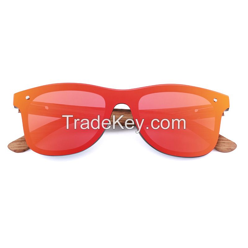 Wholesale Sun Glasses Bamboo Sunglasses UV400 Polarized Custom Logo One Piece Lens Wood Sunglasses