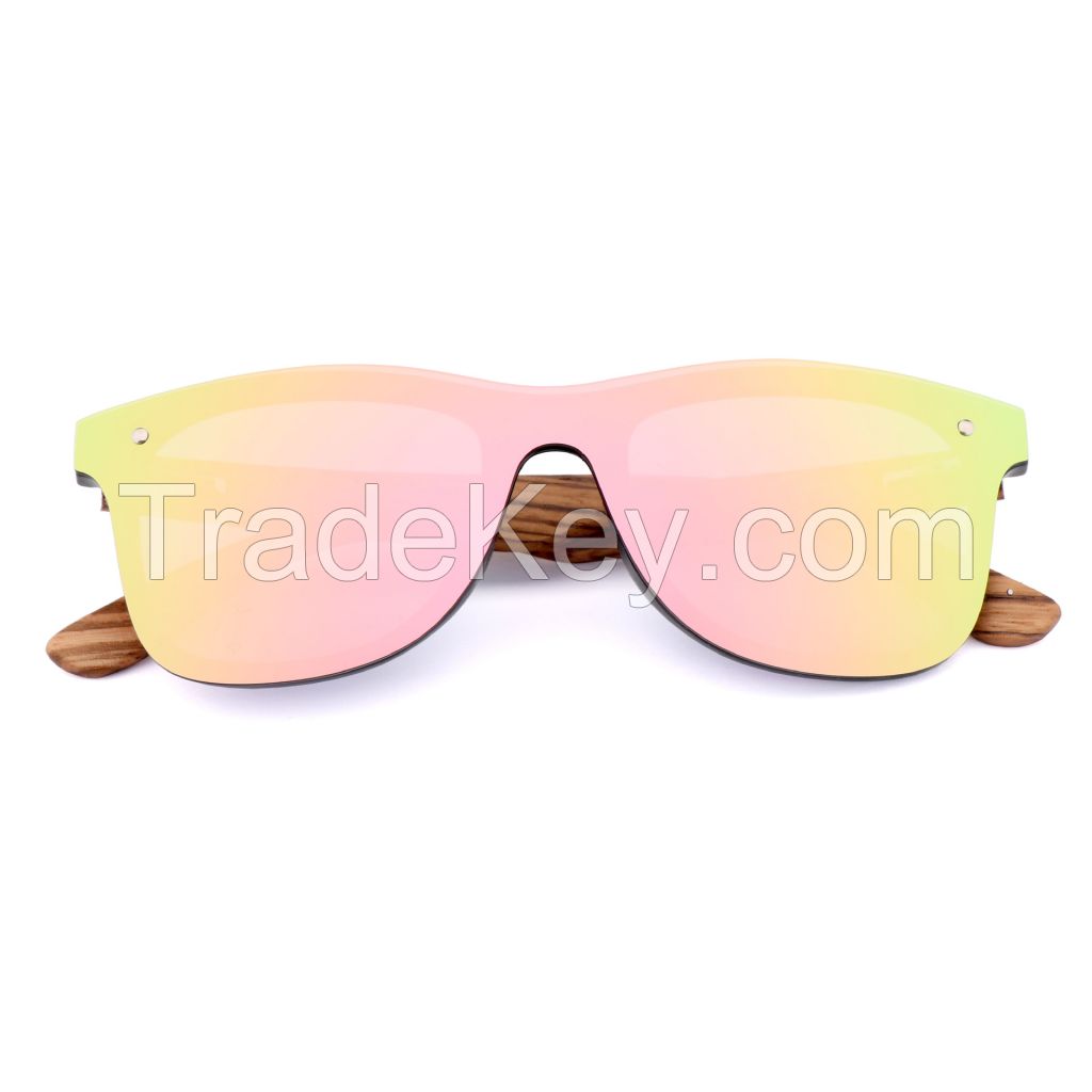 Wholesale Sun Glasses Bamboo Sunglasses UV400 Polarized Custom Logo One Piece Lens Wood Sunglasses