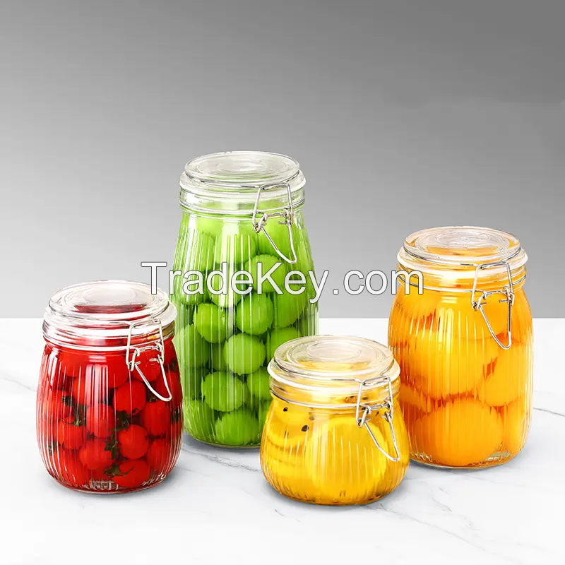  new airtight food storage container 500ml 750ml 1L 1.5L glass pickle jam sauce jar with swing top lid