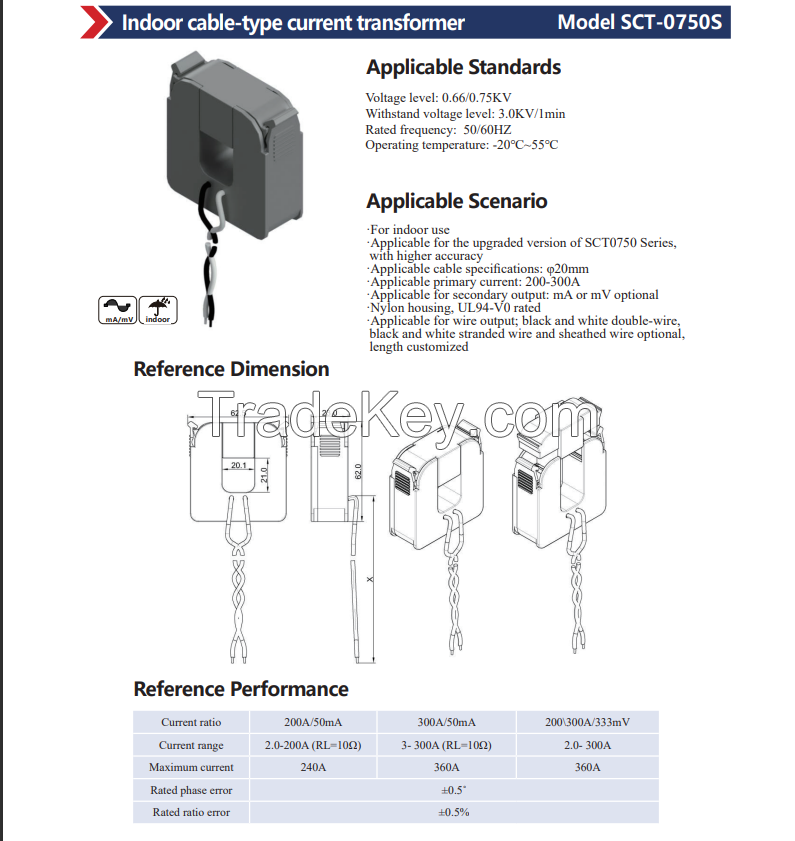 Indoor cable-type current transformer SCT-0750S