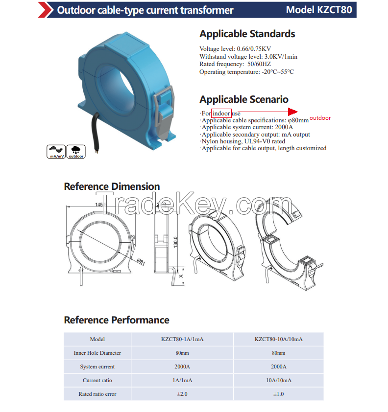 Outdoor Cable-type current transformer KZCT80